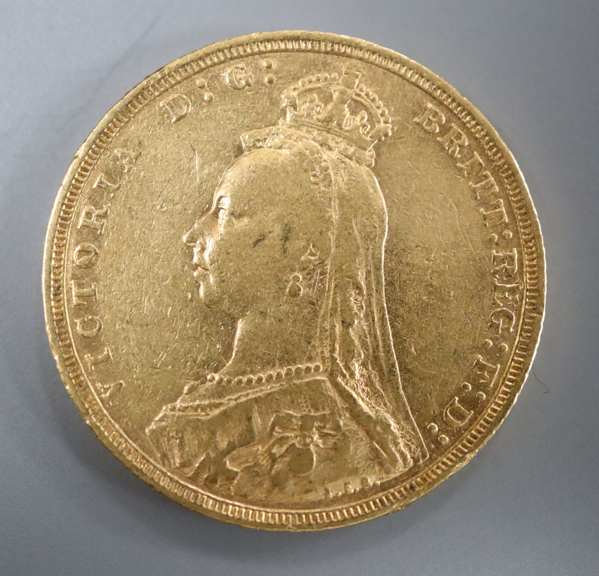 A Victorian 1892 Sydney mint gold sovereign, AVF